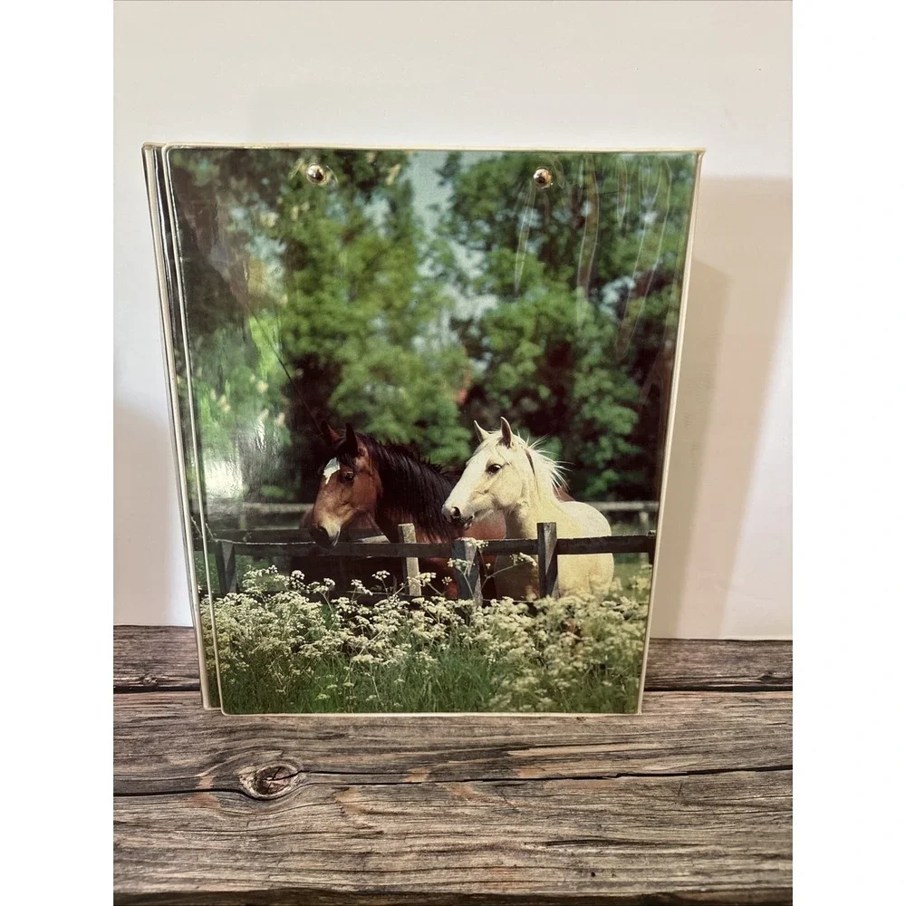 Vintage 1980's Mead The Organizer Trapper Keeper Style 3 ring Binder HORSES